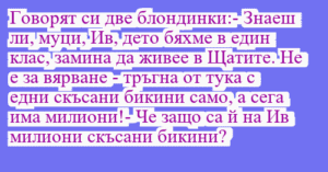Read more about the article Говорят си две блондинки:- Знаеш…