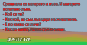 Read more about the article Срещнали се магарето и лъва. И магарето