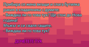 Read more about the article Прибира се жена вкъщи и слага бутилка