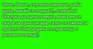 Read more about the article Онче, бонче, счупено пиронче, риба щука, махай