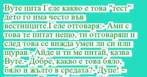 Read more about the article Вуте пита Геле какво е това “тест”…