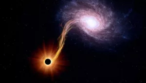 Read more about the article Невероятно! Изображение на черна дупка оставяща след себе си “пътека” от новородени звезди!